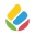 Colorful logo with six interlocking shapes on a white background